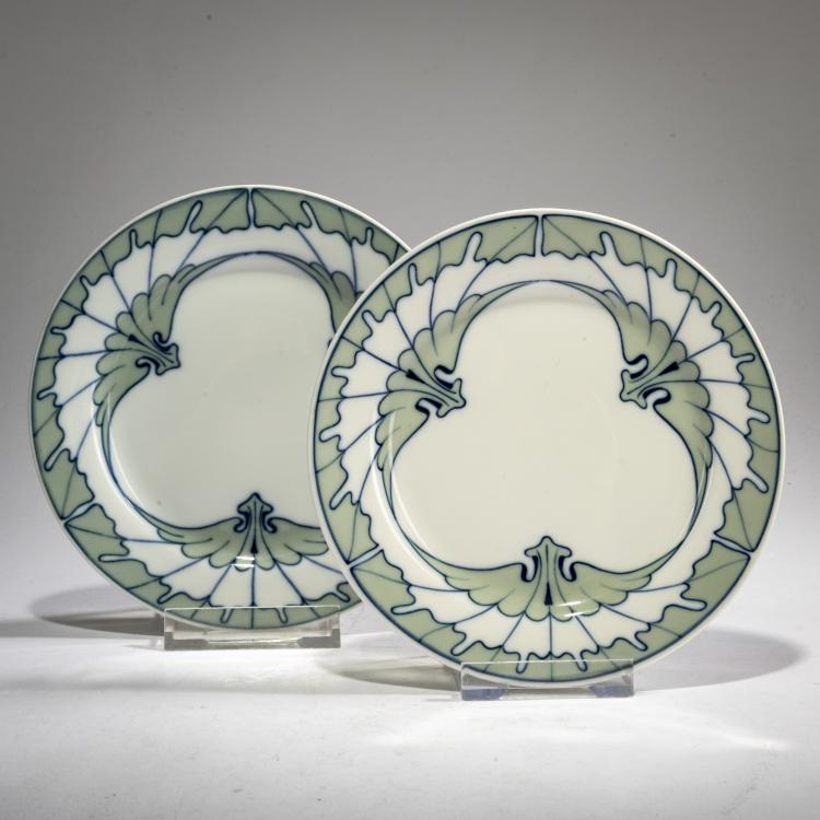 Hauptbild zu Objekt, Zwei Geb&auml;ckteller 'Fl&uuml;gelmuster', 1901, Rudolf Hentschel, Meissen, KPM, 178A 328