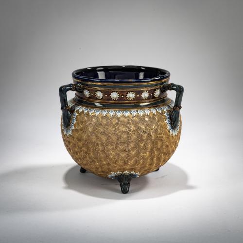 Vase with three handles 'Lambeth Cauldron' - 'Gold Swirls', 1904