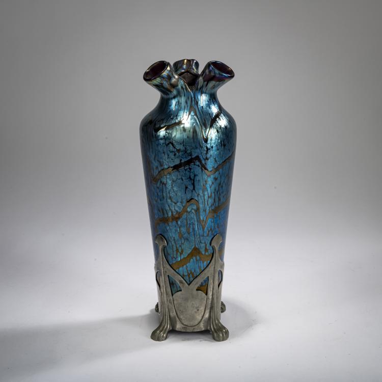 Hauptbild zu Objekt, Vase mit Zinnmontierung, 1900-05, Kralik, Wilhelm, Sohn / Son, Eleonorenhain / Lenora, 178A 185