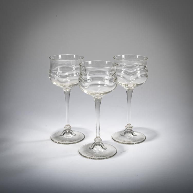 Hauptbild zu Objekt, Drei Weingl&auml;ser, um 1904, Theresienthaler Krystallglasfabrik, 178A 217