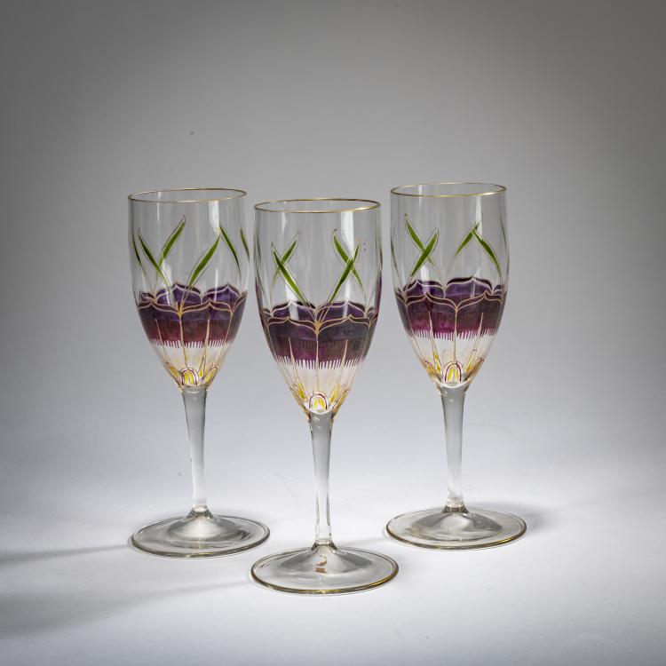 Hauptbild zu Objekt, Drei Weingl&auml;ser '1444' mit Dekor '1723', um 1903, Theresienthaler Krystallglasfabrik, 178A 216