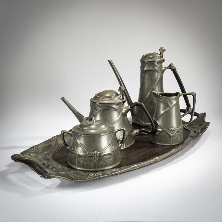 Hauptbild zu Objekt, Five-piece coffee and tea service with tray, 1904, Friedrich Adler, Schmitt, Georg Friedrich, N&uuml;rnberg, 178A 426