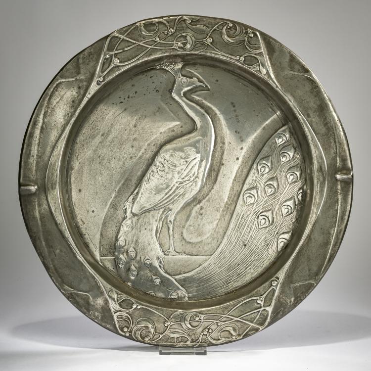 Hauptbild zu Objekt, Wall plate with Peacock, 1904/06, Hugo Leven, Kayser Sohn / Son, Krefeld, 178A 424