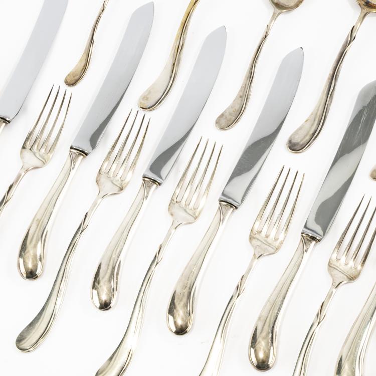 Bild 1 zu Objekt, 21-teiliges Besteck 'Tulpenmuster', 1898/98, Heinrich Vogeler, Wilkens & S&ouml;hne /Sons, Bremen, 178A 472