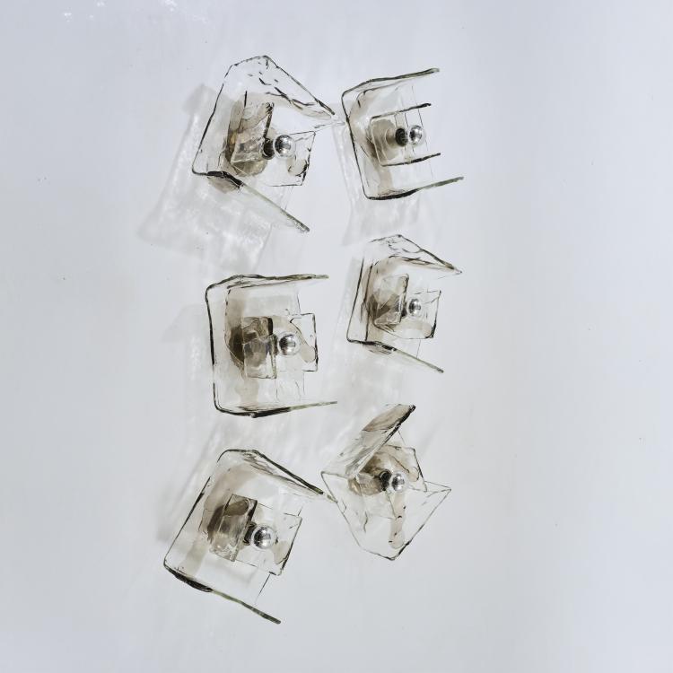 Hauptbild zu Objekt, Six wall lights, 1960s, Carlo Nason, Mazzega, A.V., Murano, 179A 281