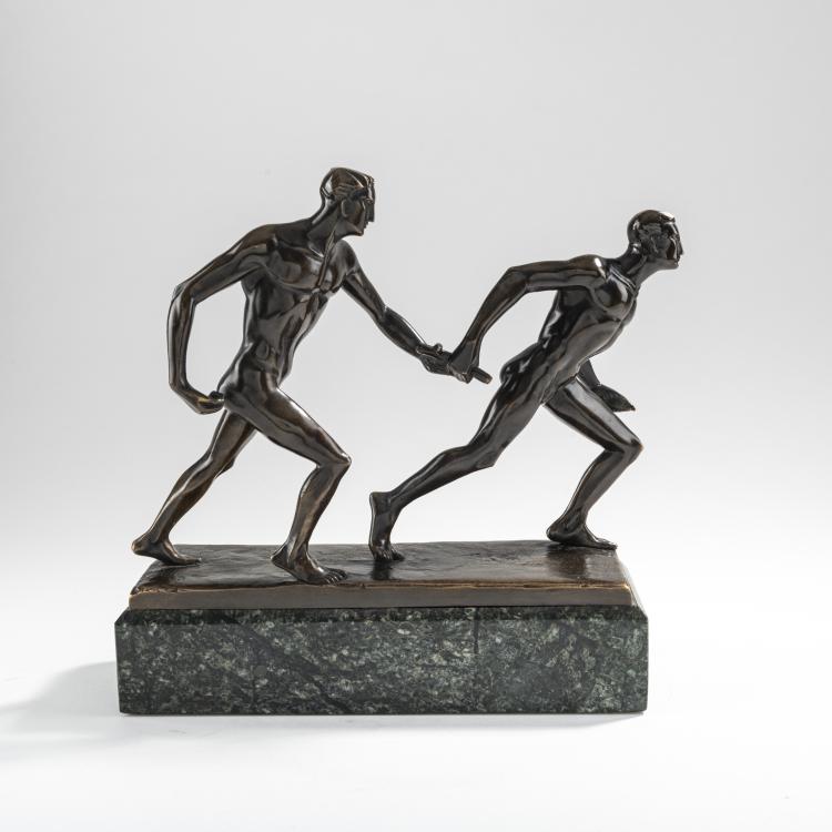Hauptbild zu Objekt, Bronze figure 'Relay Racers', c. 1930, C. Singer, Singer, C., Augsburg, 178A 277