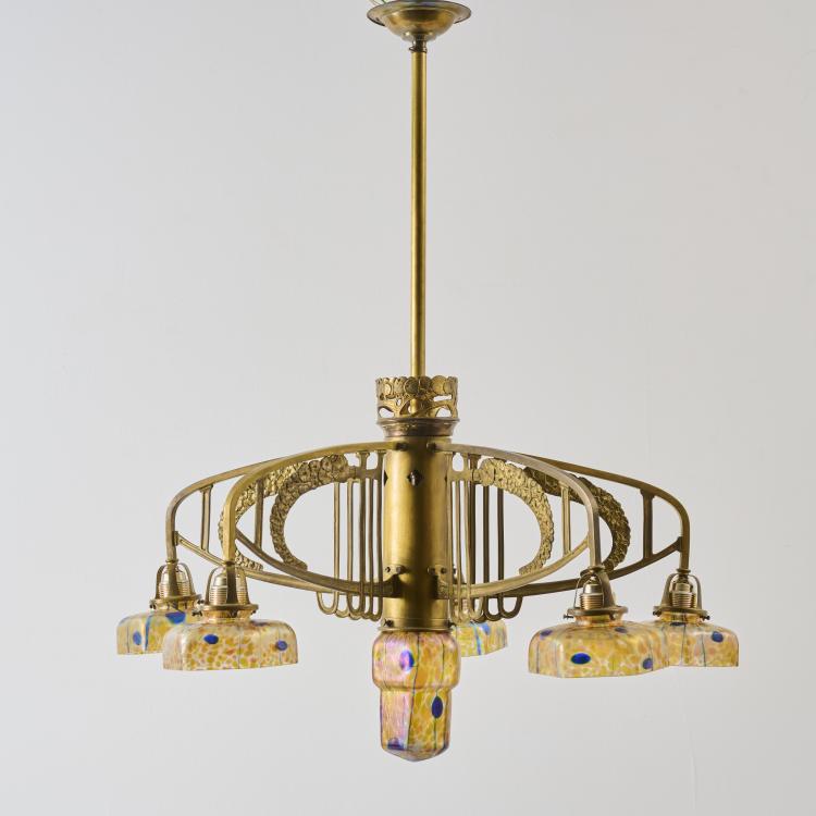 Bild 1 zu Objekt, Deckenleuchte 'Streifen und Flecken', um 1905, Kralik, Wilhelm, Sohn, Eleonorenhain / Lenora (zug./attr.), 178A 187