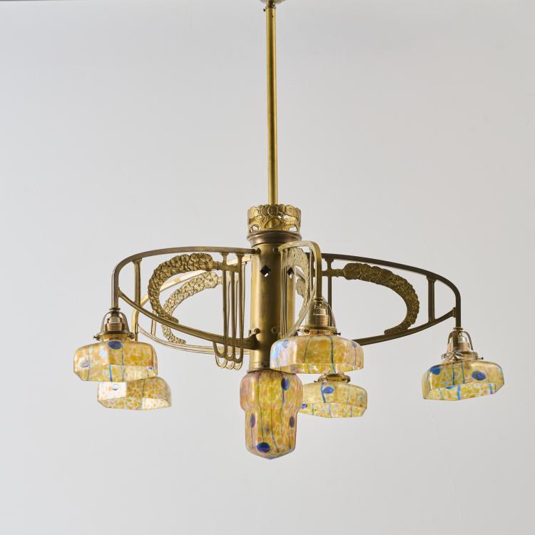 Bild 2 zu Objekt, Deckenleuchte 'Streifen und Flecken', um 1905, Kralik, Wilhelm, Sohn, Eleonorenhain / Lenora (zug./attr.), 178A 187