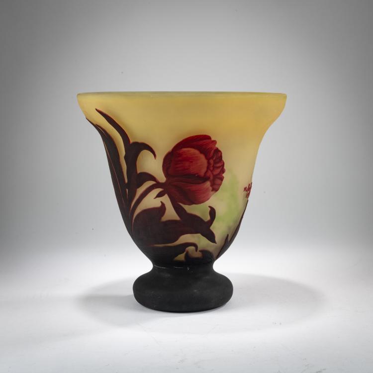 Bild 1 zu Objekt, Fu&szlig;vase 'Pivoines', um 1925, Muller Fr&egrave;res, Lun&eacute;ville, 178A 149