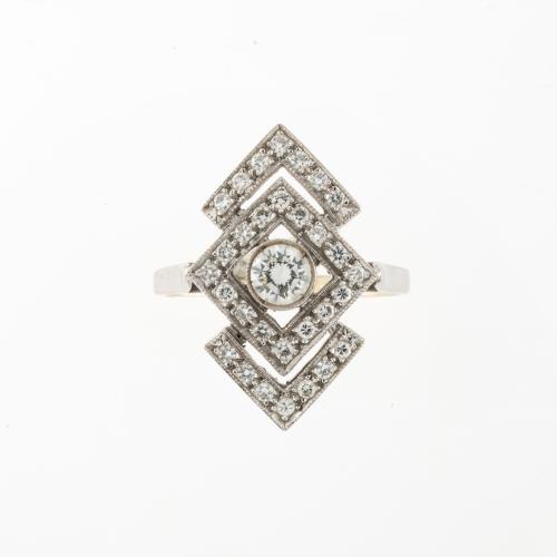Geometrischer Art Déco Ring mit Diamanten