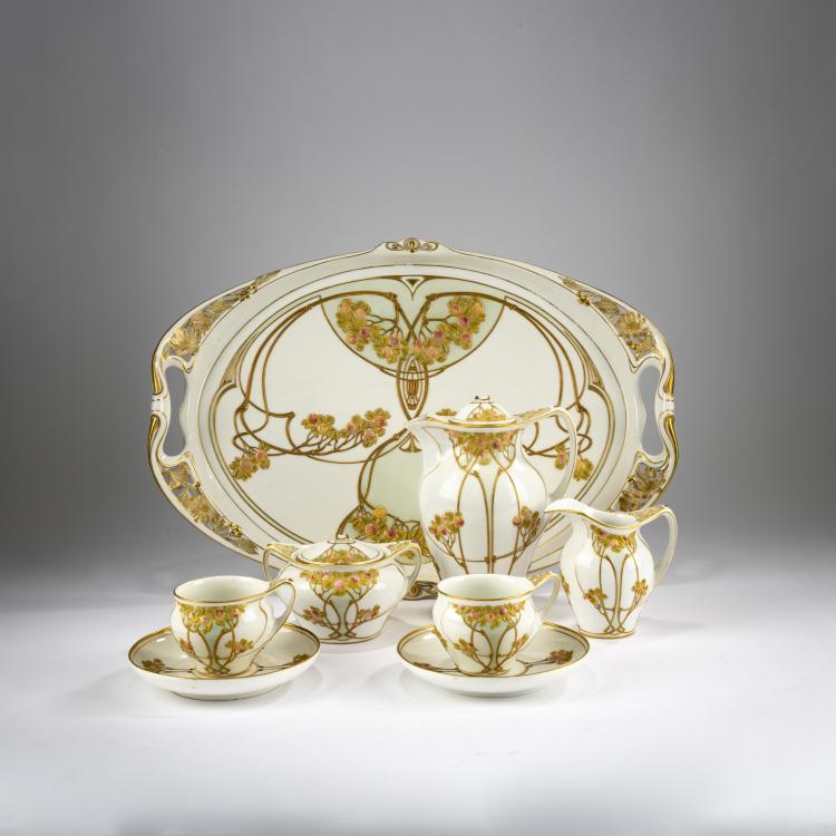 Bild 1 zu Objekt, Six-piece coffee service, 1901, Adolf Flad (attributed),Paul Schley (attributed), Berlin, KPM, 178A 308
