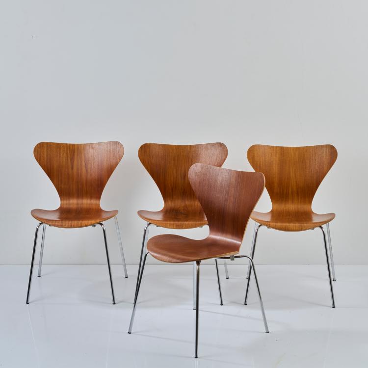 Hauptbild zu Objekt, Vier St&uuml;hle '3107', 1955 (Entwurf), Arne Jacobsen, Fritz Hansen, Aller&oslash;d, 178B 681