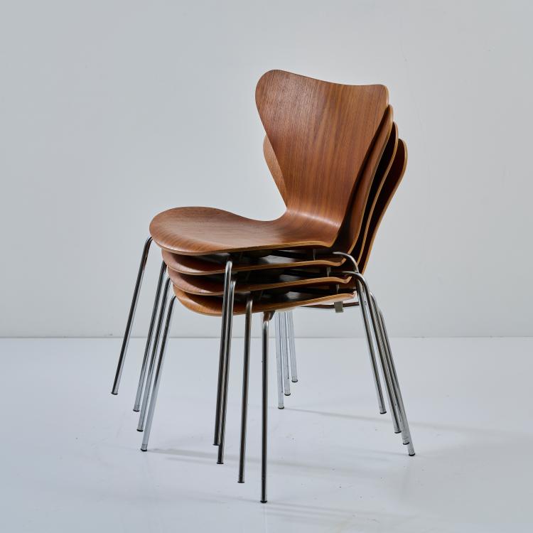 Bild 2 zu Objekt, Vier St&uuml;hle '3107', 1955 (Entwurf), Arne Jacobsen, Fritz Hansen, Aller&oslash;d, 178B 681