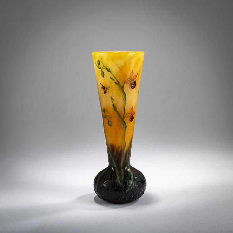 Hauptbild zu Objekt, Vase 'Orchis, Mouches et Abeilles', 1906, Henri Berg&eacute;, Daum Fr&egrave;res, Nancy, 178A 34