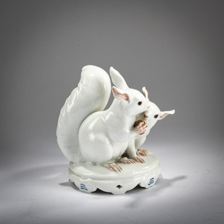 Bild 1 zu Objekt, Two squirrels with nuts, 1902, Christian Thomsen, Kopenhagen, KPM / Royal Copenhagen, 178A 284
