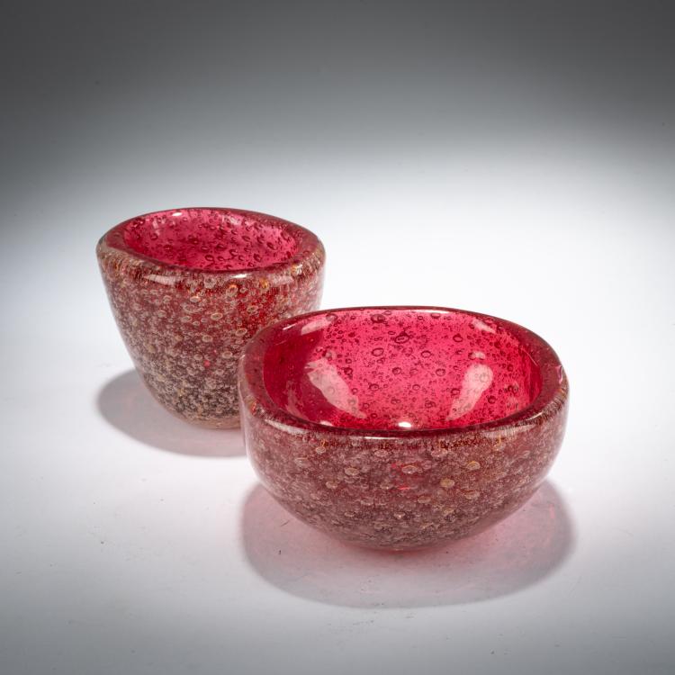 Bild 1 zu Objekt, Zwei Schalen 'Sommerso a bollicine', um 1935, Carlo Scarpa, Venini, Murano, 179B 502