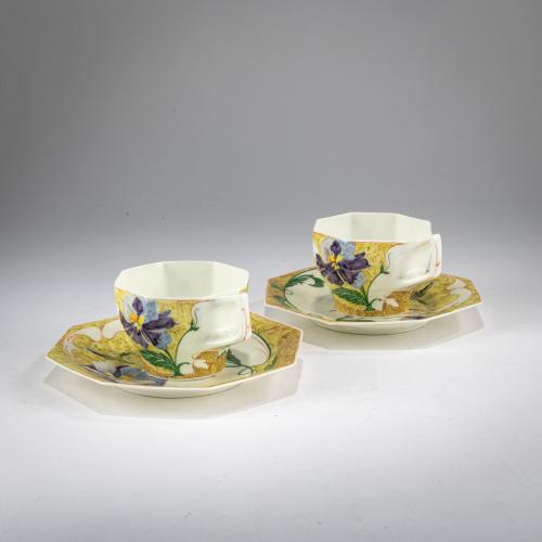 Two coffee cups and saucers, 1908