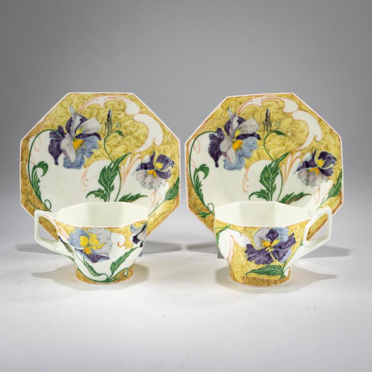 Bild 1 zu Objekt, Zwei Kaffeetassen mit Untertellern, 1908, Samuel Schellink, Rozenburg, Den Haag, 178A 352