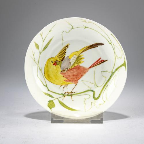 Decorative bowl with parakeet, presumably c. 1914
