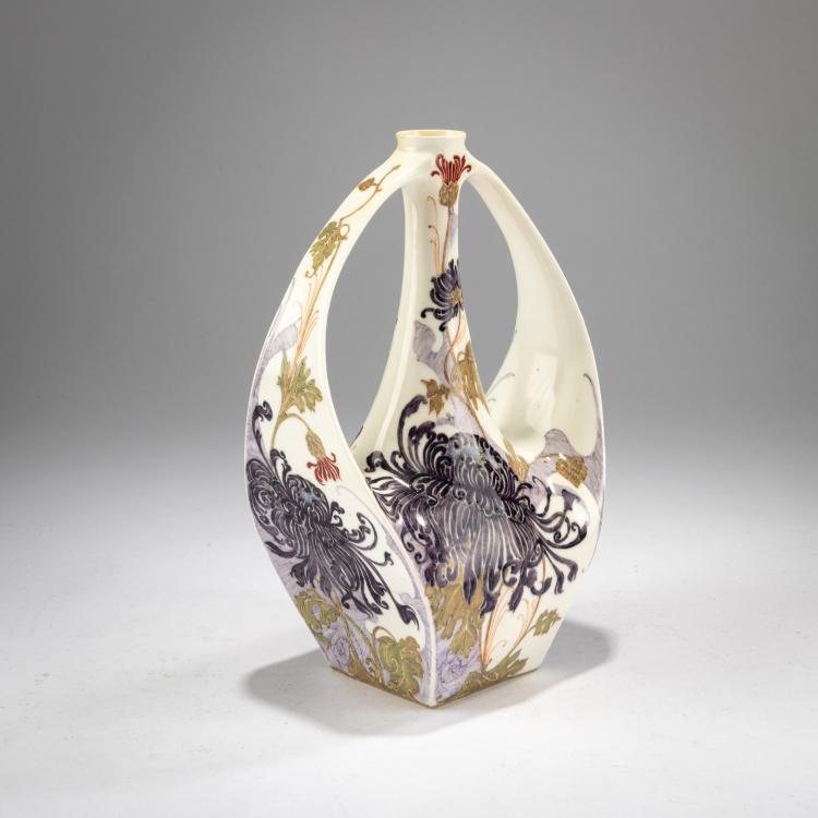 Bild 1 zu Objekt, Henkelvase mit Chrysanthemen, 1904, Samuel Schellink, Rozenburg, Den Haag, 178A 348