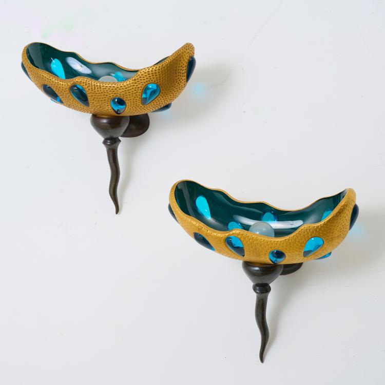 Hauptbild zu Objekt, Two wall appliques 'Lacrima', 1991, Andr&eacute; Dubreuil, Cristallerie Daum, Paris, 178B 895