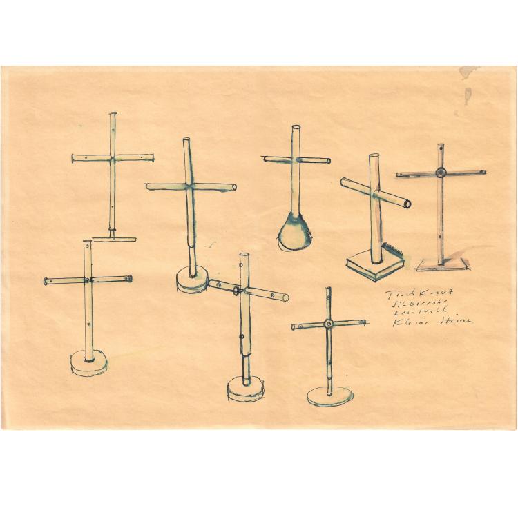 Bild 4 zu Objekt, Tischkreuz mit Entwurfszeichnung, 1989, Hermann J&uuml;nger, 178C 978