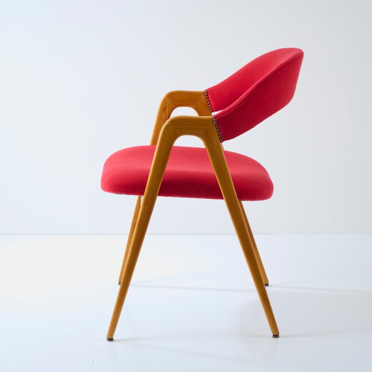 Bild 1 zu Objekt, Armlehnstuhl und Schreibtisch mit B&uuml;cherkrippe, 1950er Jahre, Helmut Magg, WK, M&ouml;bel, Stuttgart, 178B 709