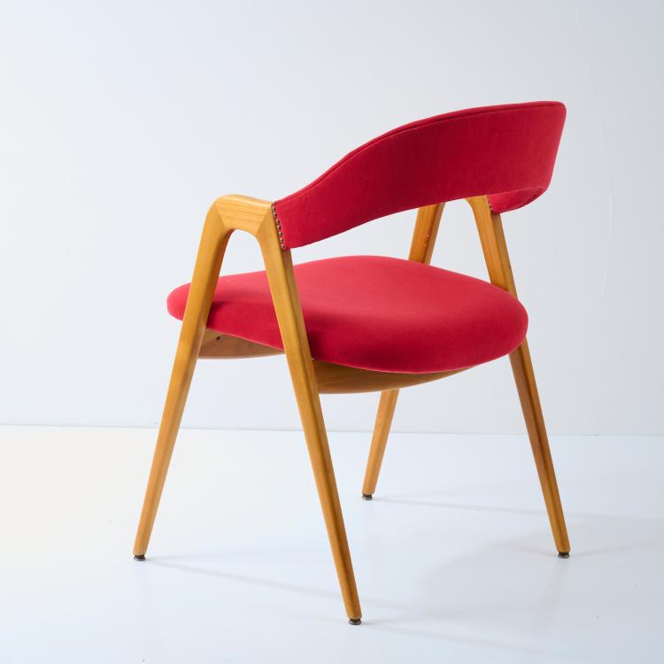 Bild 2 zu Objekt, Armlehnstuhl und Schreibtisch mit B&uuml;cherkrippe, 1950er Jahre, Helmut Magg, WK, M&ouml;bel, Stuttgart, 178B 709