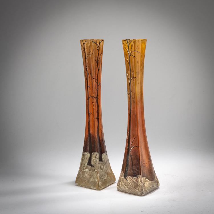 Hauptbild zu Objekt, Zwei Vasen 'Paysage hiver', 1910-15, Legras & Cie., Saint-Denis, 178A 146