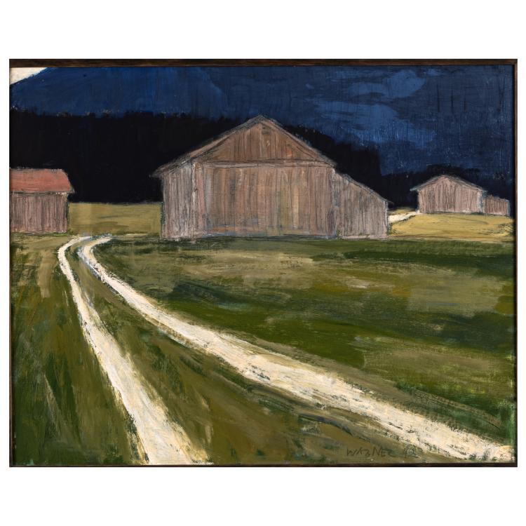 Hauptbild zu Objekt, 'Stadel am Abend', 1992, Reiner Wagner, 179C 771