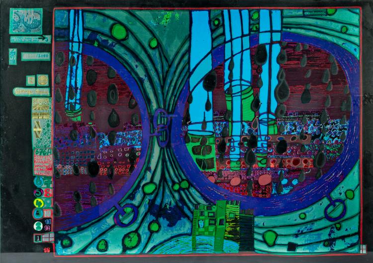 Hauptbild zu Objekt, 'Regen auf Regentag', sheet 5 from the portfolio 'Look at it on a rainy day', 1971/72, Friedensreich Hundertwasser, Ars Viva, Zurich (Publ.), 179C 653