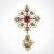 Historic corsage brooch decorated with emeralds, rubies and diamond roses, c. 1885