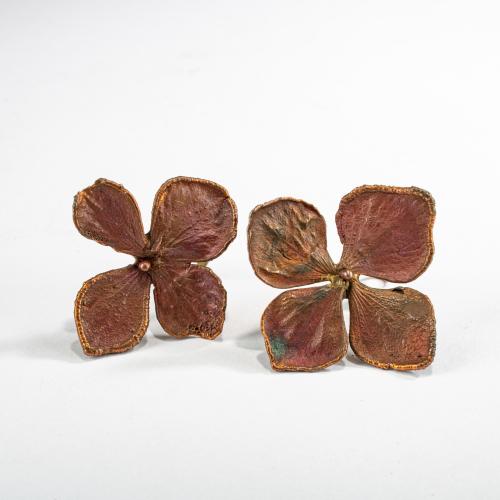 Pair of ear clips 'Hortensia', 1980s