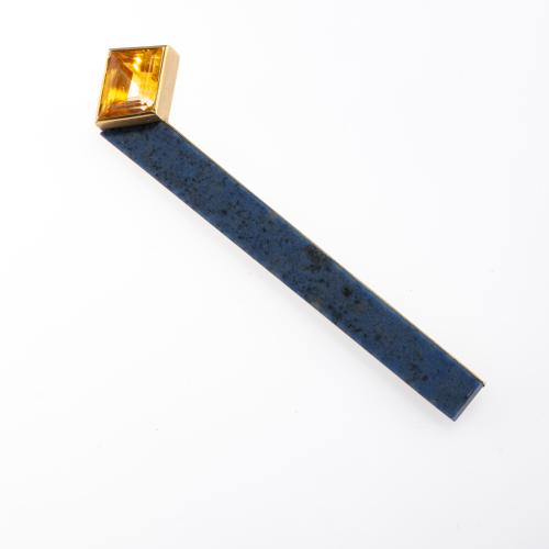Stabbrosche mit Lapislazuli und Citrin