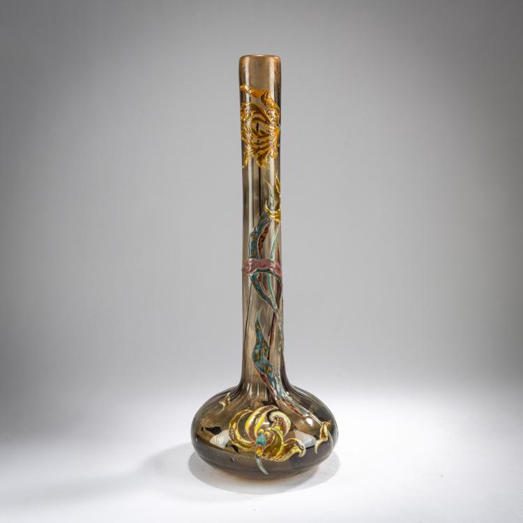 Hauptbild zu Objekt, Hohe Stangenvase 'Tulipes de Perroquet', um 1897/98, Emile Gall&eacute;, Gall&eacute;, Nancy, 178A 62