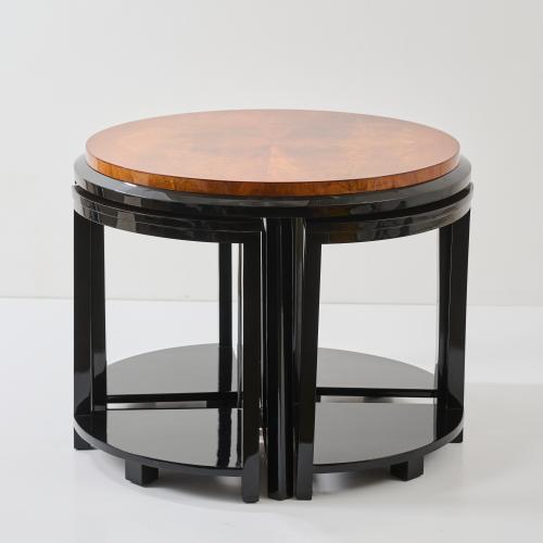 Lacquer table of four individual segments, c. 1925
