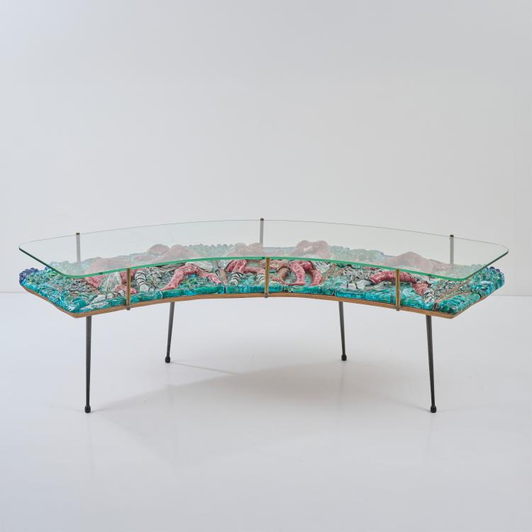 Bild 1 zu Objekt, Sofatisch 'Pescatore' - 'Cacciatore', um 1955, Otello Rosa (zugeschrieben), San Polo, Venedig, 178B 688