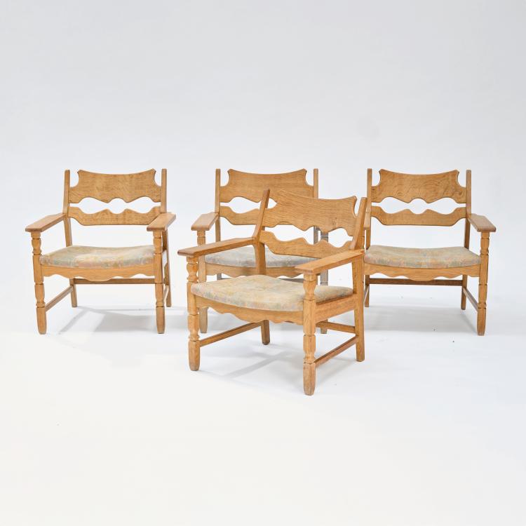 Hauptbild zu Objekt, Vier Armlehnsessel 'Razor Blade', um 1960, Henning Kjaernulf, EG M&oslash;bler, D&auml;nemark, 178B 735