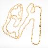 Two-piece sautoir pearl necklace with diamond clasp