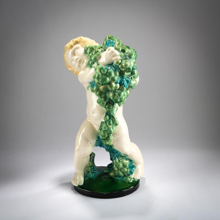 Bild 3 zu Objekt, Steingutfigur 'Putto mit Trauben (Herbst)', um 1907, Michael Powolny, Wiener Keramik, 178A 388
