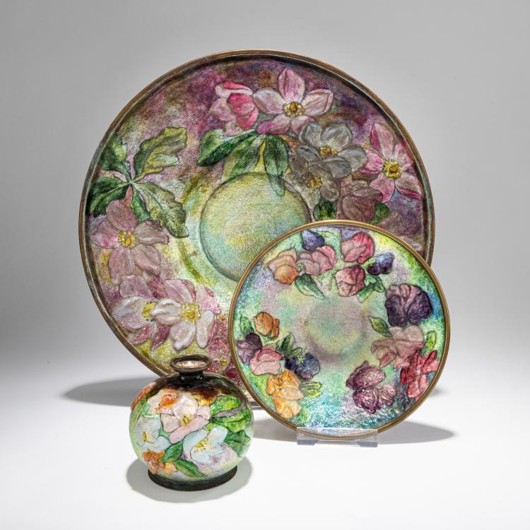 Hauptbild zu Objekt, Small vase and two bowls 'Fleurs', before 1956, Camille Faur&eacute;, Faur&eacute;, Camille, Limoges, 178A 444