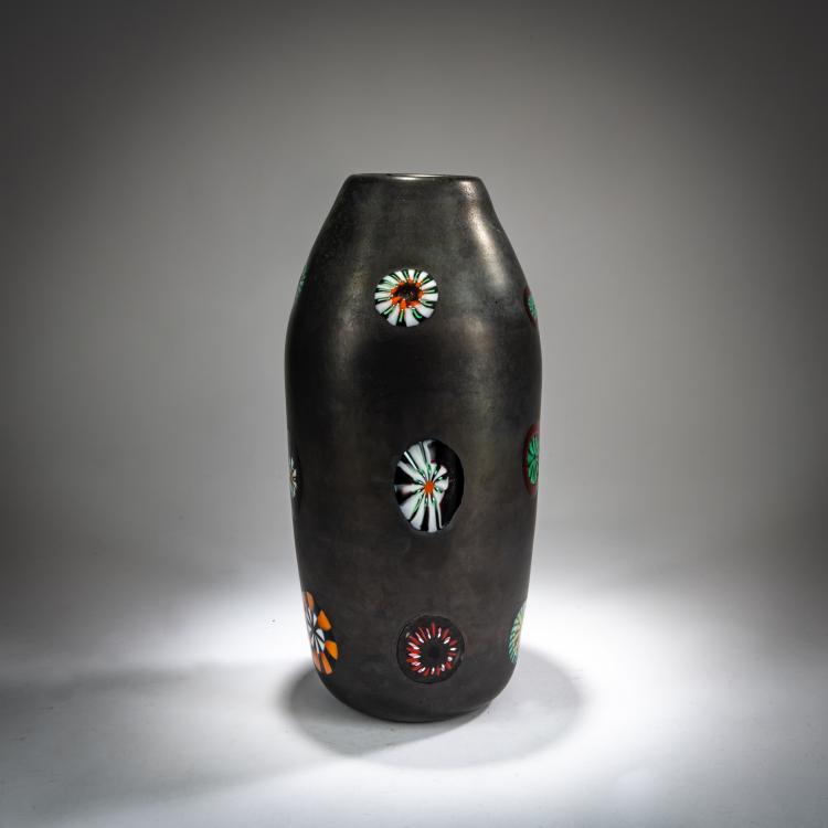 Hauptbild zu Objekt, Vase 'Fondo nerox con murrine', um 1959, Ermanno Toso, Toso, Fratelli, Murano, 179B 619