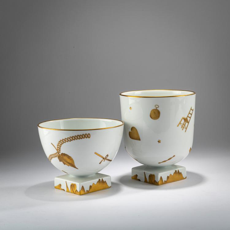 Bild 1 zu Objekt, Zwei Vasen 'Trionfo Italiano', um 1935 (Entwurf), Gio Ponti (zugeschrieben), Richard Ginori, Doccia, 178B 540