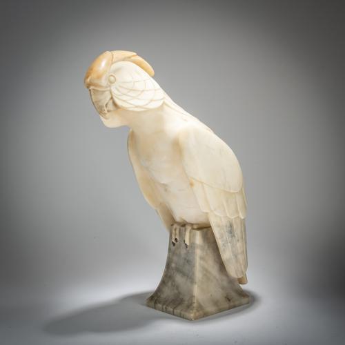 Alabaster figure 'Sitting Cockatoo', c. 1925
