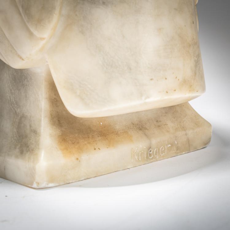 Bild 3 zu Objekt, Alabasterfigur 'Sitzender Kakadu', um 1925, Wilhelm Krieger, Hessische Kunstwerkst&auml;tten Altmorsche, 180A 167