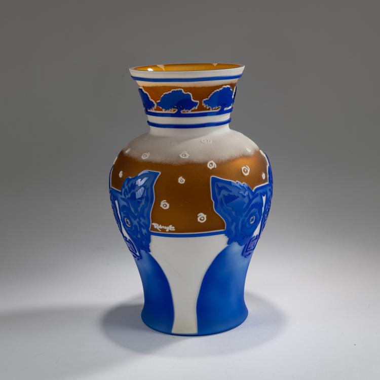 Bild 1 zu Objekt, Vase 'Blue Dog', 1994, George Rodrigue, Pilgrim Glass Company, Huntington WV, 179C 705