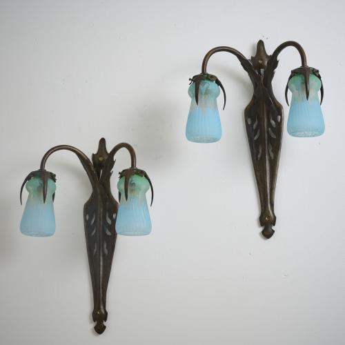 Zwei Wandappliken 'Pissenlit', um 1910