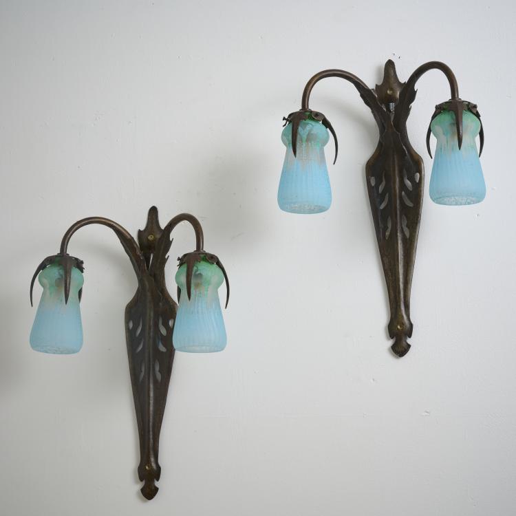 Hauptbild zu Objekt, Zwei Wandappliken 'Pissenlit', um 1910, Daum Fr&egrave;res, Nancy, 180A 14