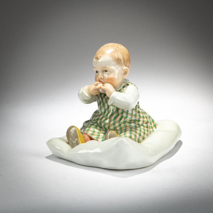 Bild 1 zu Objekt, 'Kind, auf einem Kissen sitzend', 1905, Konrad Hentschel, Meissen, KPM, 180A 271