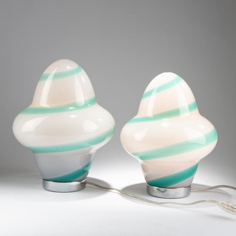 Bild 1 zu Objekt, Two table lights 'Aero - Spira', 1994 (design), Associati Sottsass, Venini, Murano, 179A 439